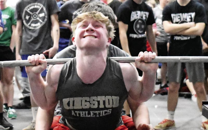 Pictured left: RaeAnn Best took 5th place with 550 total lbs. Pictured right: Jaksyn Martin let the boys group with 960 total lbs. Brian Blansett