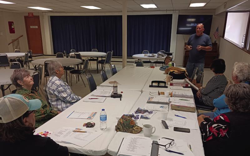 Pat Tickel teaches the Madill Rose Garden Club all about bees. Courtesy photo