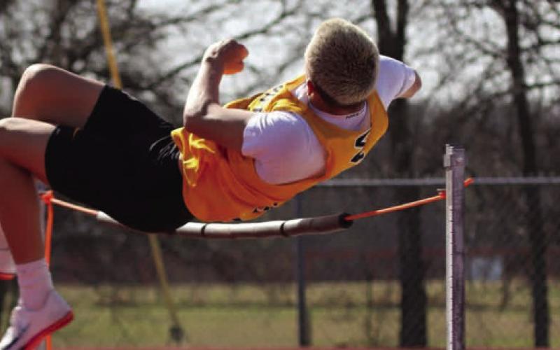 Jackson Kluntis does the high jump at the track meet. Courtesy photo