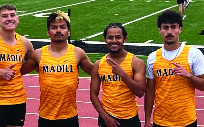 In no particular order, Aroddy Camacho, Justin Smith, Jaxon Diaz and Ryder Douglas took 1st place in the 4x400 relay. Courtesy photo