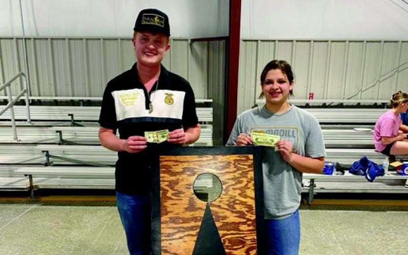 Wyatt and Mekayla won the Madill FFA Cornhole Tournament. Courtesy photo