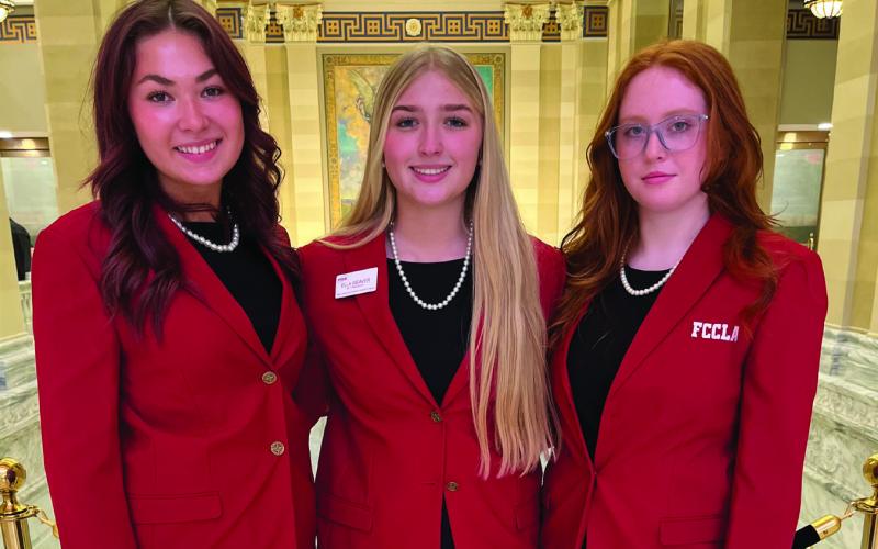 Kingston students earned top honors at Regional STAR Events competition. Riley Khan placed 1st in Workplace Readiness Interview Skills, Level 2; Ella Weaver earned 2nd in Career Investigation, Level 2; Kyndall Turnage earned 3rd place in Children’s Literature, Level 2. Both Khan and Weaver will advance to State STAR Events competition March 25–26 in Stillwater. From left to right: Kyndall Turnage, Ella Weaver, Riley Khan. Courtesy photo