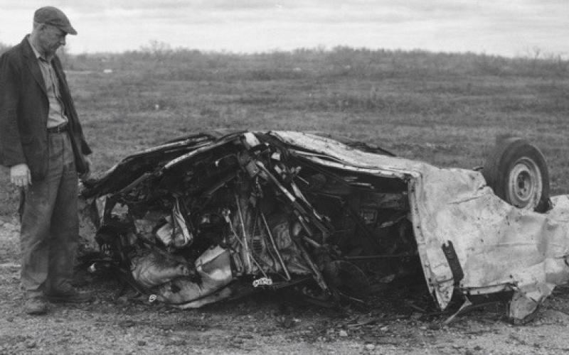 The car Mrs. C.L. Wert was driving when the tornado hit and killed her. Courtesy photo