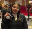 Madill High School student Hannah Rios finished fourth at 181 in the girls state powerlifting meet on March 4. Pictured above, Rios holds here 3rd place medal from regionals. Couresy photo