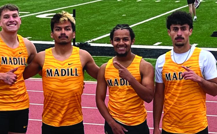 In no particular order, Aroddy Camacho, Justin Smith, Jaxon Diaz and Ryder Douglas took 1st place in the 4x400 relay. Courtesy photo