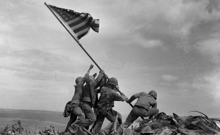 A well-known photograph of six US Marines raising Old Glory atop Mount Suribachi during the Battle of Iwo Jima in the final stages of the Pacific War. Courtesy photo
