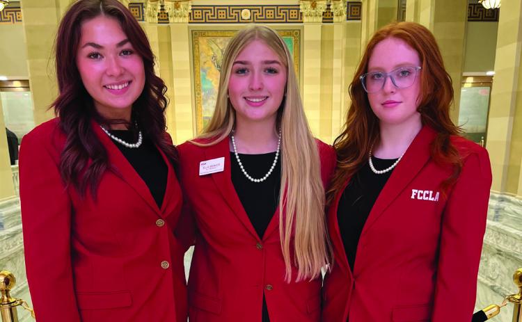 Kingston students earned top honors at Regional STAR Events competition. Riley Khan placed 1st in Workplace Readiness Interview Skills, Level 2; Ella Weaver earned 2nd in Career Investigation, Level 2; Kyndall Turnage earned 3rd place in Children’s Literature, Level 2. Both Khan and Weaver will advance to State STAR Events competition March 25–26 in Stillwater. From left to right: Kyndall Turnage, Ella Weaver, Riley Khan. Courtesy photo